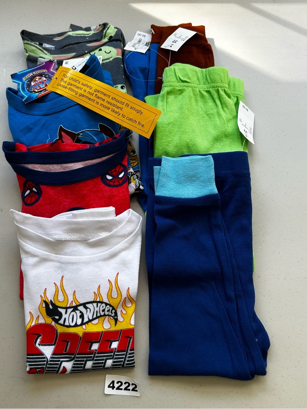 Hot Wheels Marvel Star Wars PJ Masks Baby Boy 3T Cotton Pajama Sets Lot 7